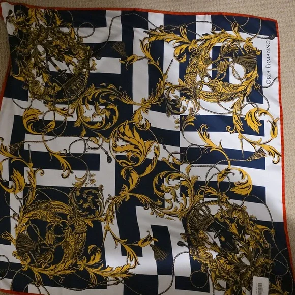 Navy and Gold Scarf - Picture 3 of 3